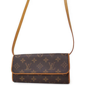 Louis Vuitton Monogram Leather Brown Pochette Twin Shoulder Bag
